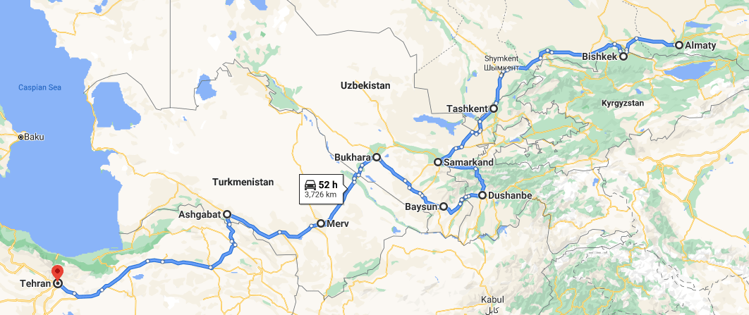 Central Asia - Shortest Path - Silk Road